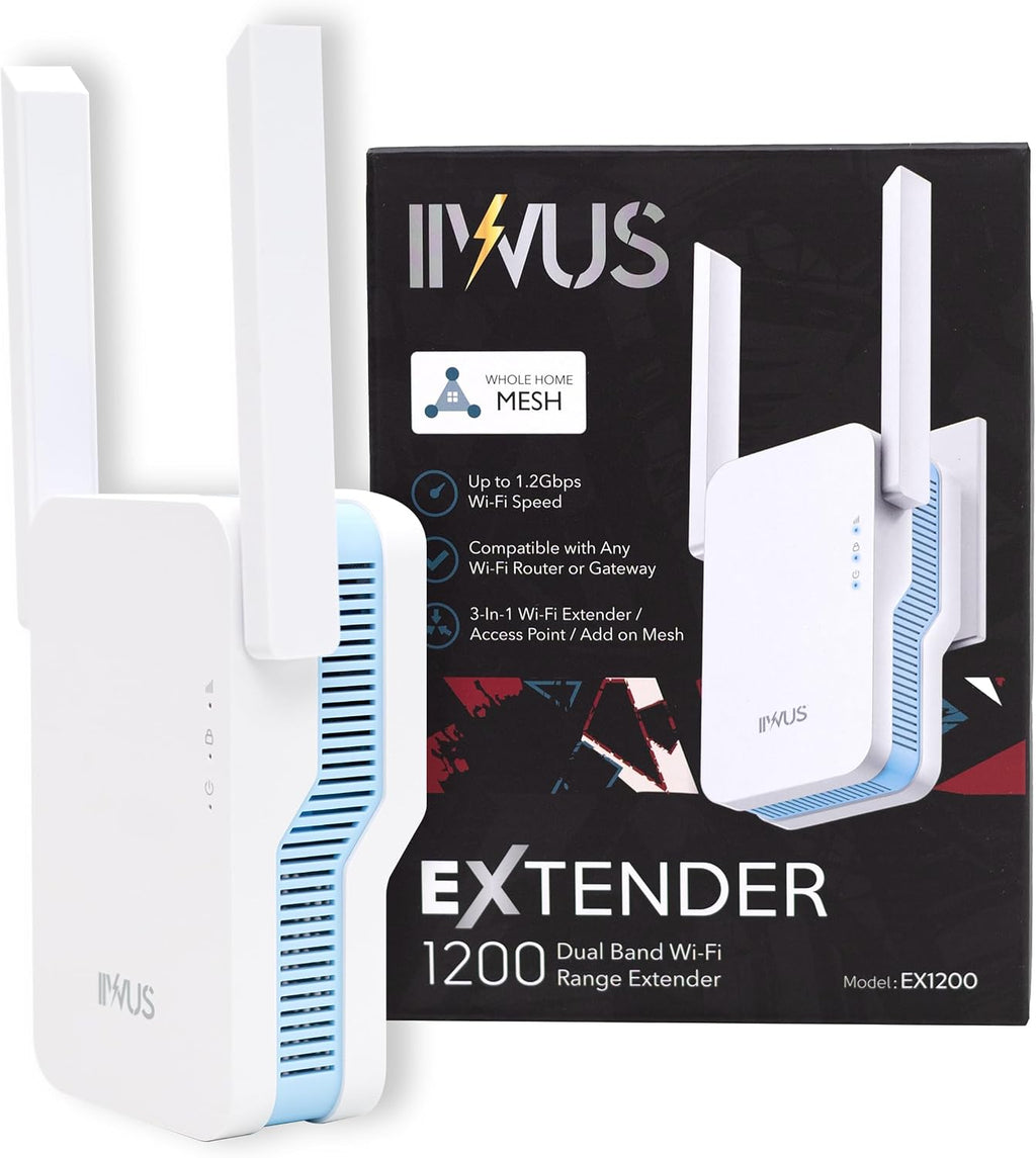 AC1200 WiFi Extender, Mesh WiFi System, Powerful Mesh WiFi Extender with Ethernet Port, Dual Band Range Extension