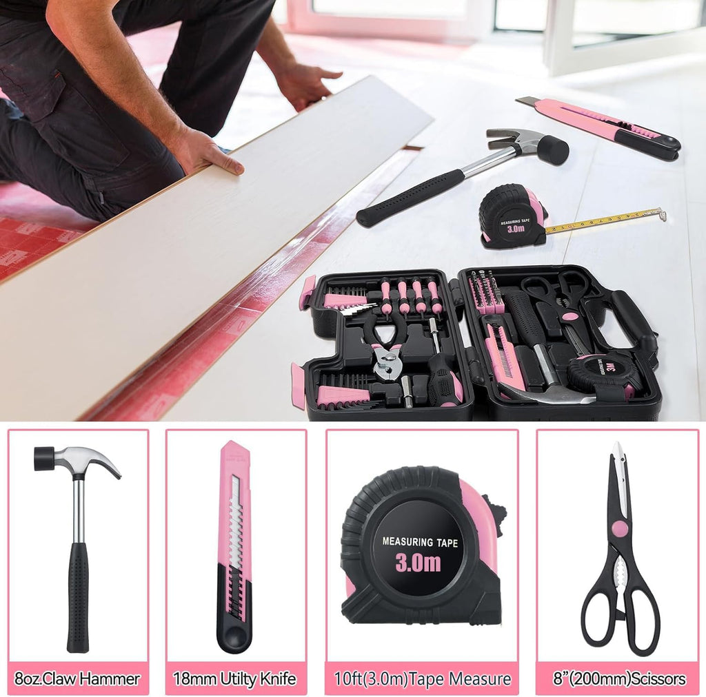 58 Piece Household Tool Set, General Household Hand Tool Kit with Plastic Toolbox Storage Case, All Purpose Household
