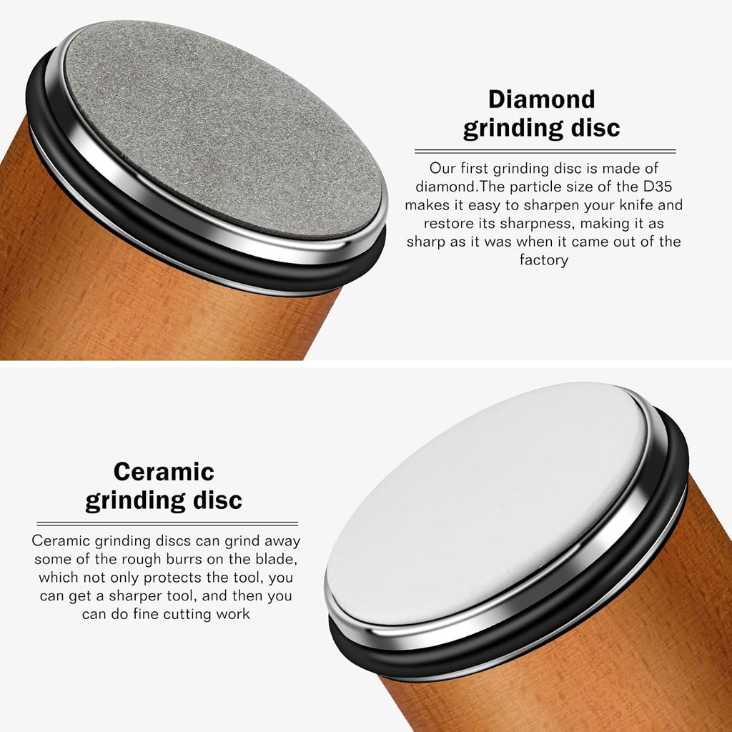 Knife Sharpener Tool, Rolling Knife Sharpener Kit, Knife Sharpening with Diamonds and Ceramic for Steel of Any
