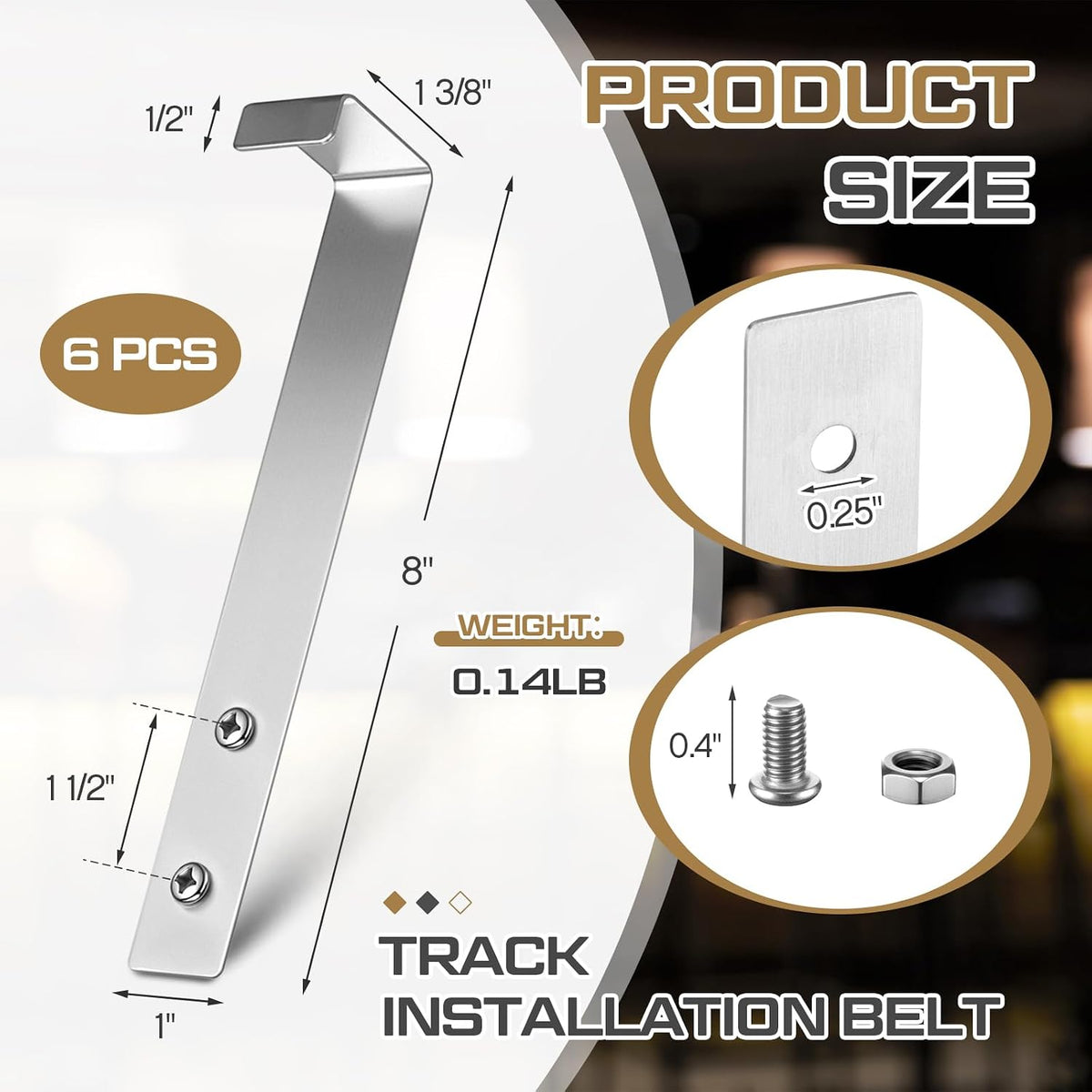 6 Pcs Speed Rail Hanger Straps Stainless Steel with Screws and Nut