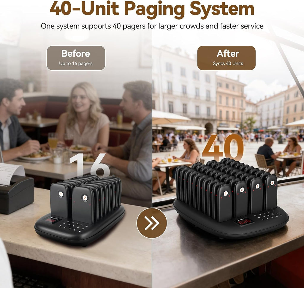 TD175M Beepers for Restaurants, Restaurant Buzzers,40 Pagers