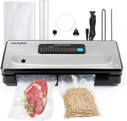 Food Vacuum Sealer Machine 10-In-1 with Bag Storage(Up to 20FT) and Cutter, INKBIRD Food Sealer Vacuum Sealer for