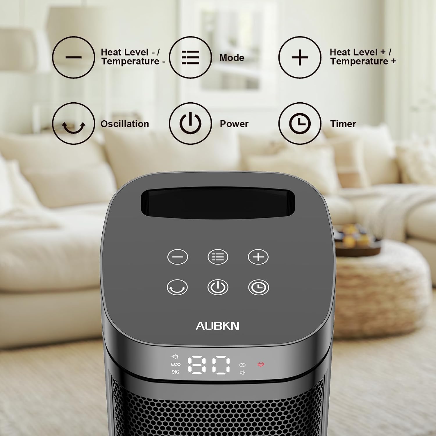 Portable Space Heater, 1500W Ceramic Heating Fan with Thermostat, Remote Control, 3 Heating Modes, 70° Oscillation