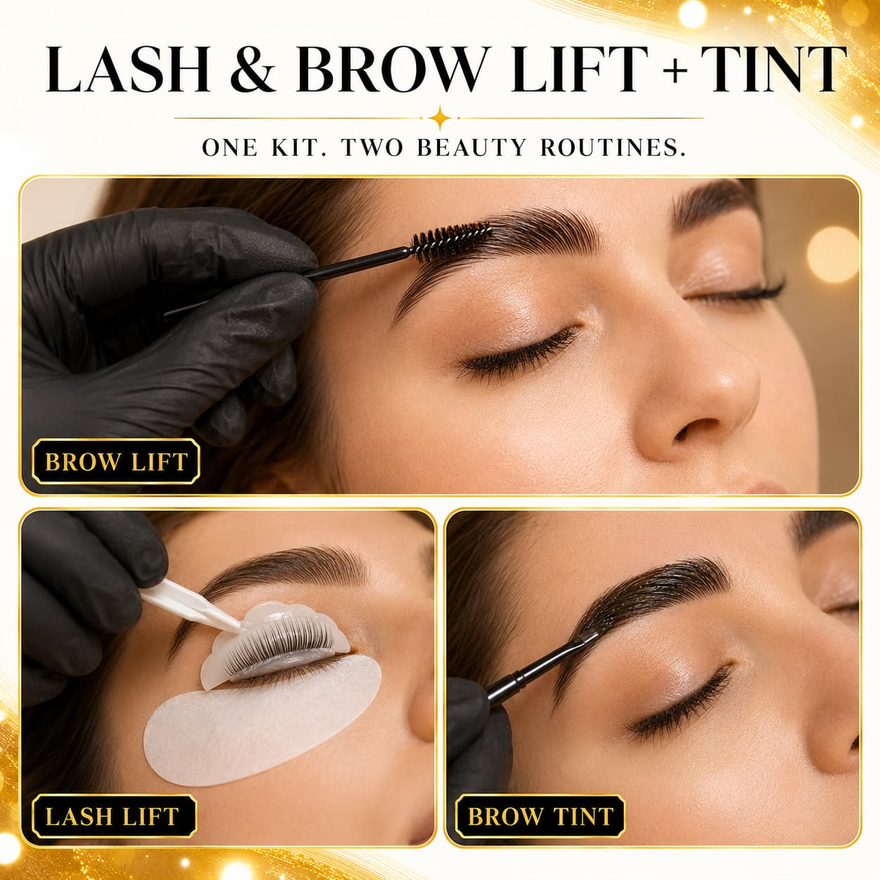 Black Color Lash Lift Kit Brow Lamination Kit - Long Lasting/Professional Results/Easy to Use/Waterproof/Complete Tools