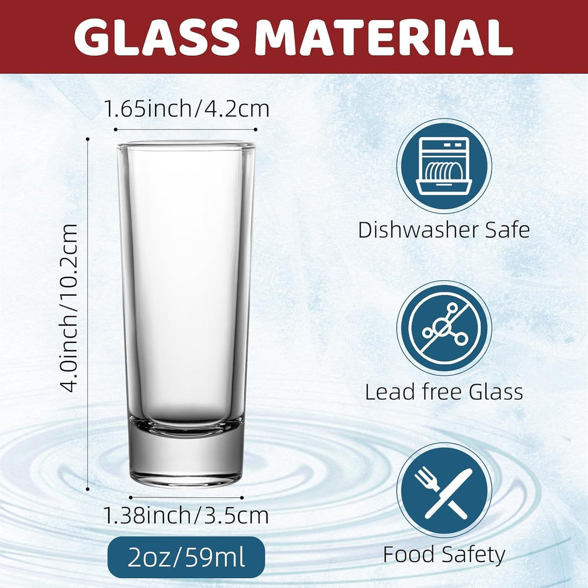 48-Pack 2oz Tall Heavy base Shot Glasses Bulk, for Bar and Party