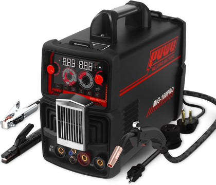 160Amp Multiprocess MIG Welder, Gasless Flux Core/Gas MIG/Lift TIG/Stick Welder 4 in 1 Welding Machine with IGBT
