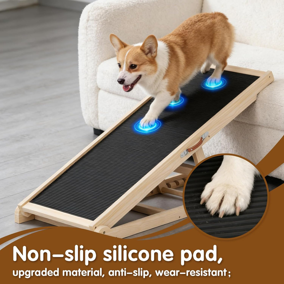 Dog Ramp for Couch, Adjustable Height Ramps for Pets to Get on Bed
