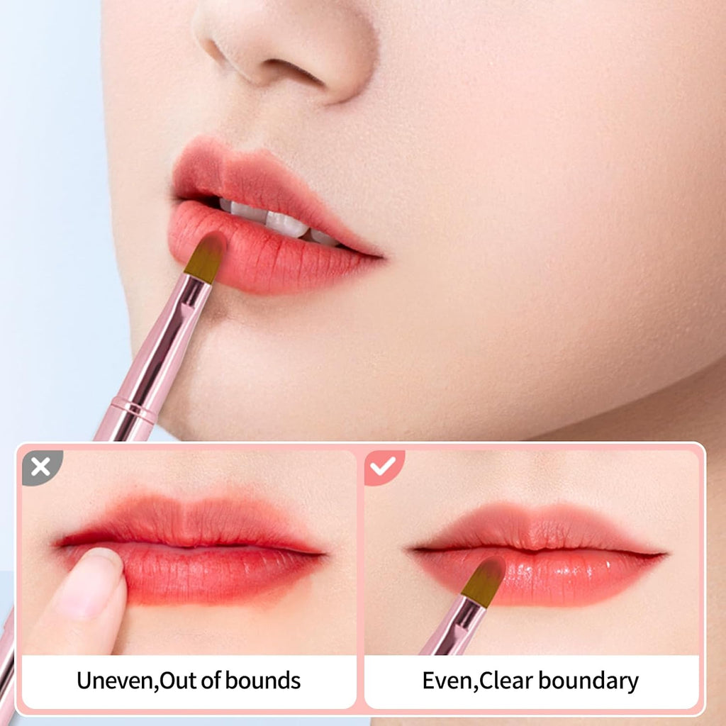 2 Pack Lip Brush for Lipstick, Retractable Lip Brushes, Dual-ended Makeup Brush for Lipstick Lip Gloss, Include Lid