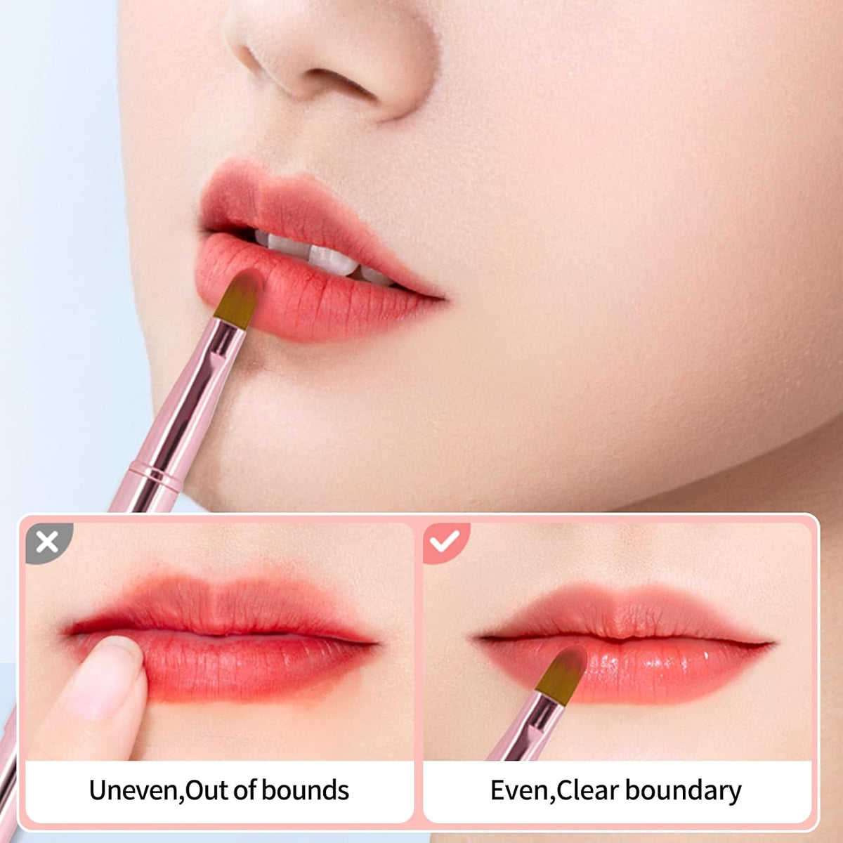2 Pack Lip Brush for Lipstick, Retractable Lip Brushes, Dual-ended Makeup Brush for Lipstick Lip Gloss, Include Lid