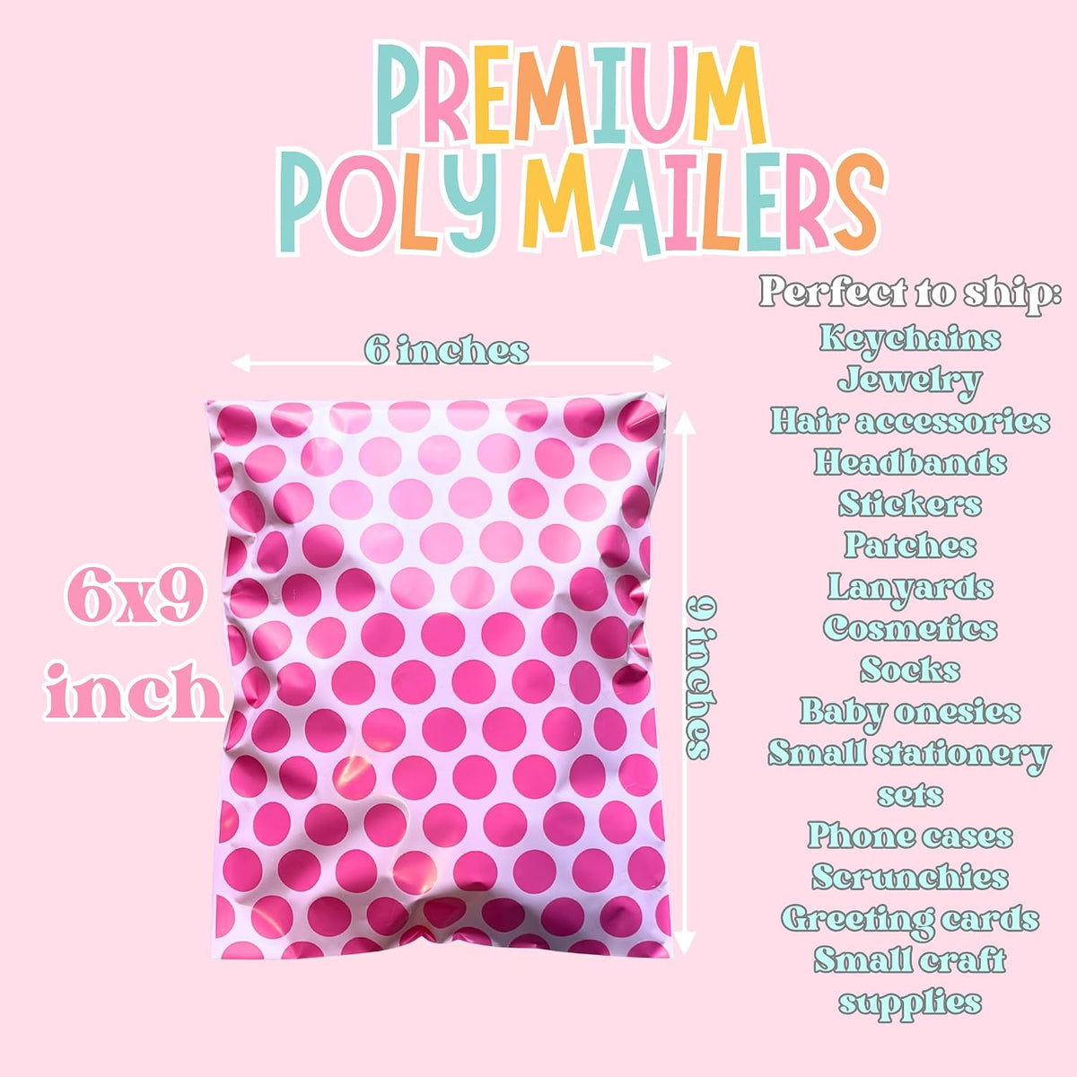 6x9 Designer Poly Mailer 100 Pack Heavy Duty Polymailers Waterproof Self Seal Shipping Bags Packaging for Small