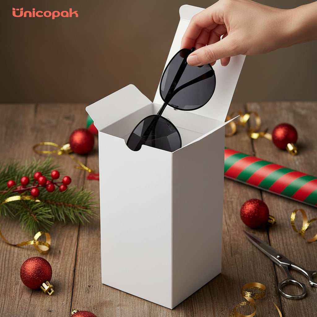 10 Pack 3x3x6 Inch Tall White Gift Boxes with Lids for Presents