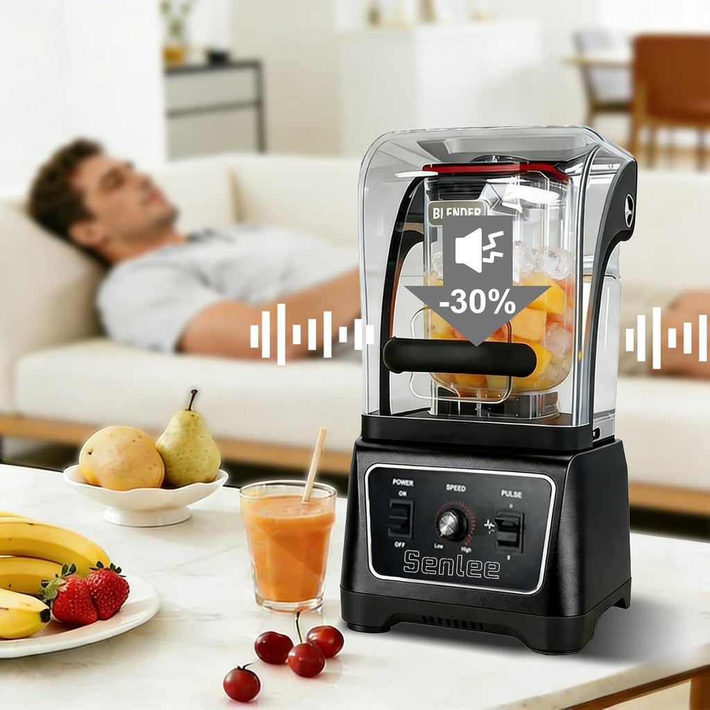 Heavy-Duty 2200W Commercial Blender - 64oz BPA-Free Jar, Quiet Shield