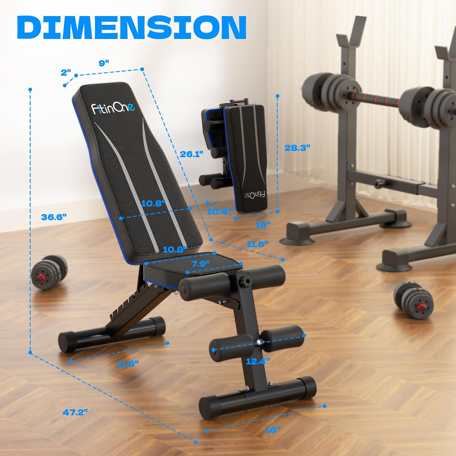 Adjustable Folding Weight Bench for Home Gym, 660 lbs Capacity Multi-Functional Workout Bench Sturdy Durable for Full