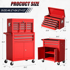 10-Drawer Rolling Tool Chest with wheels, Lockable 2-in-1 Tool Box