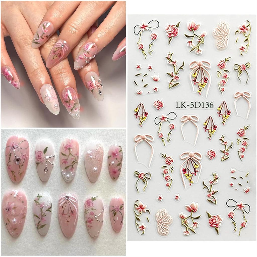 Flower Nail Art Stickers Decals Colorful Nail Decals for Women