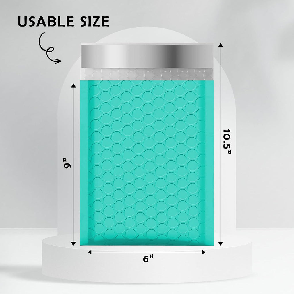 Teal Poly Bubble Mailers 6x10 25 Pack Usable 6x9