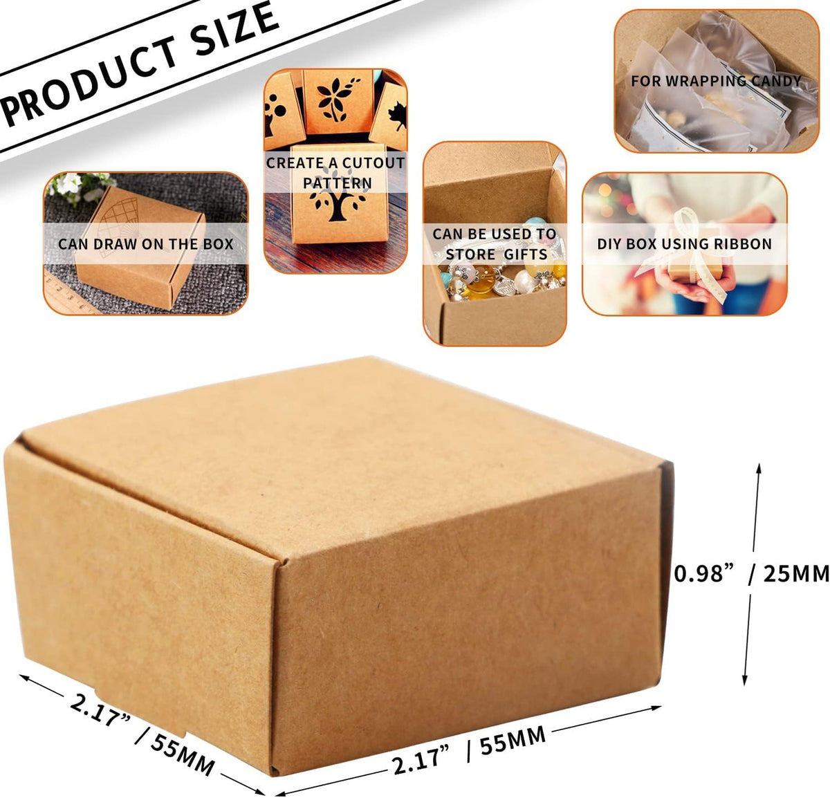 100 Pack Mini Gift Boxes, 2.16 x 2.16 x 0.98 Inches
