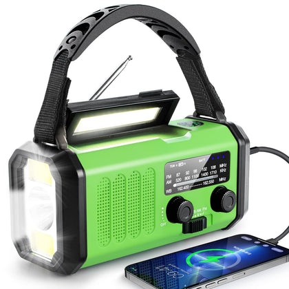 Emergency Weather Radio with Solar/Hand Crank/USB Charging,10000mAh