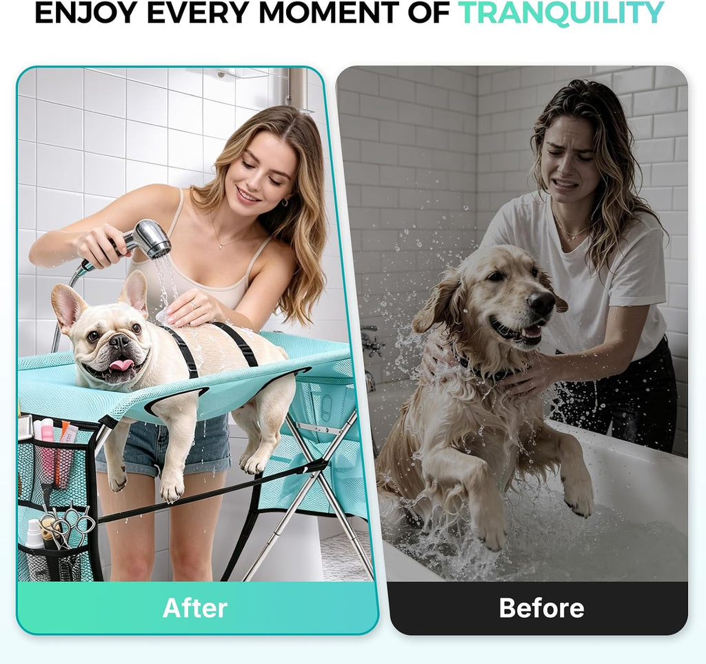 New Update Dog Grooming Hammock with Stand, Foldable Pet Grooming Table for Home, Senior Dog Joint Support Protect
