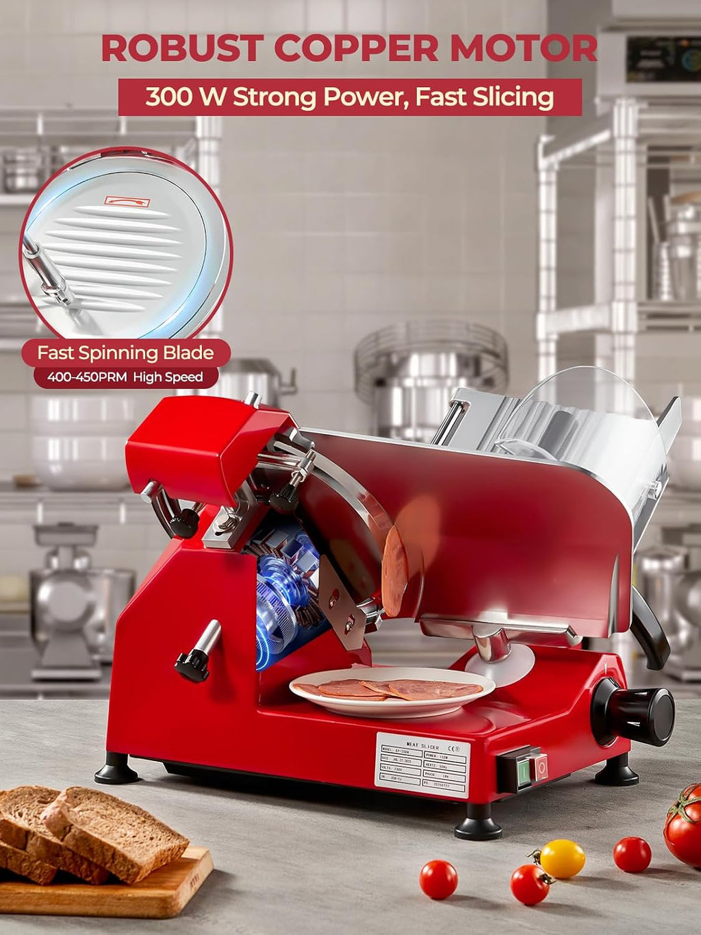 300W Commercial Electric Meat Slicer for Home