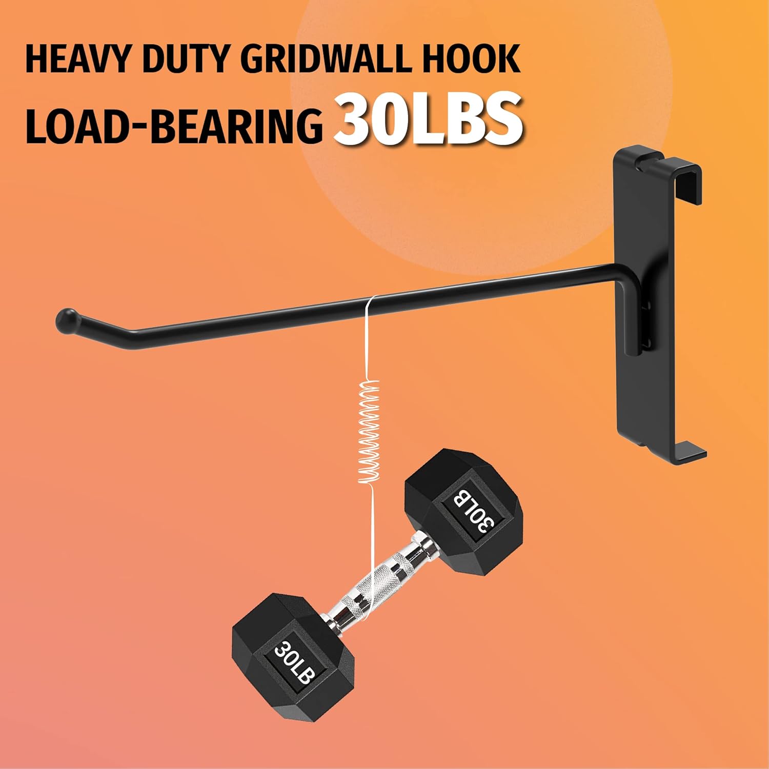 32 Pack 6 Inch Black Gridwall Hooks for 3 × 3 Wire Grid Panel | 30 lb Capacity Metal Display Hangers for Retail Store