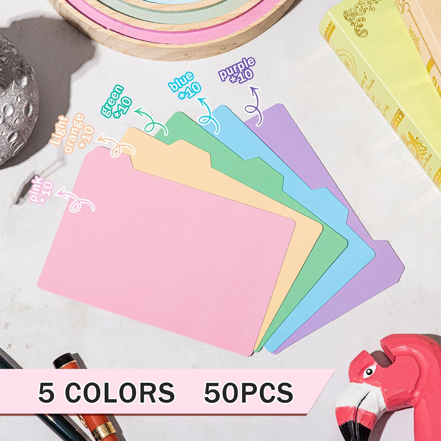 50 Pack 4 x 6 Inch Index Card Dividers with 2 Number Alphabet Sticker with Tab, Dry Erase Index Card Guide Set, Photo