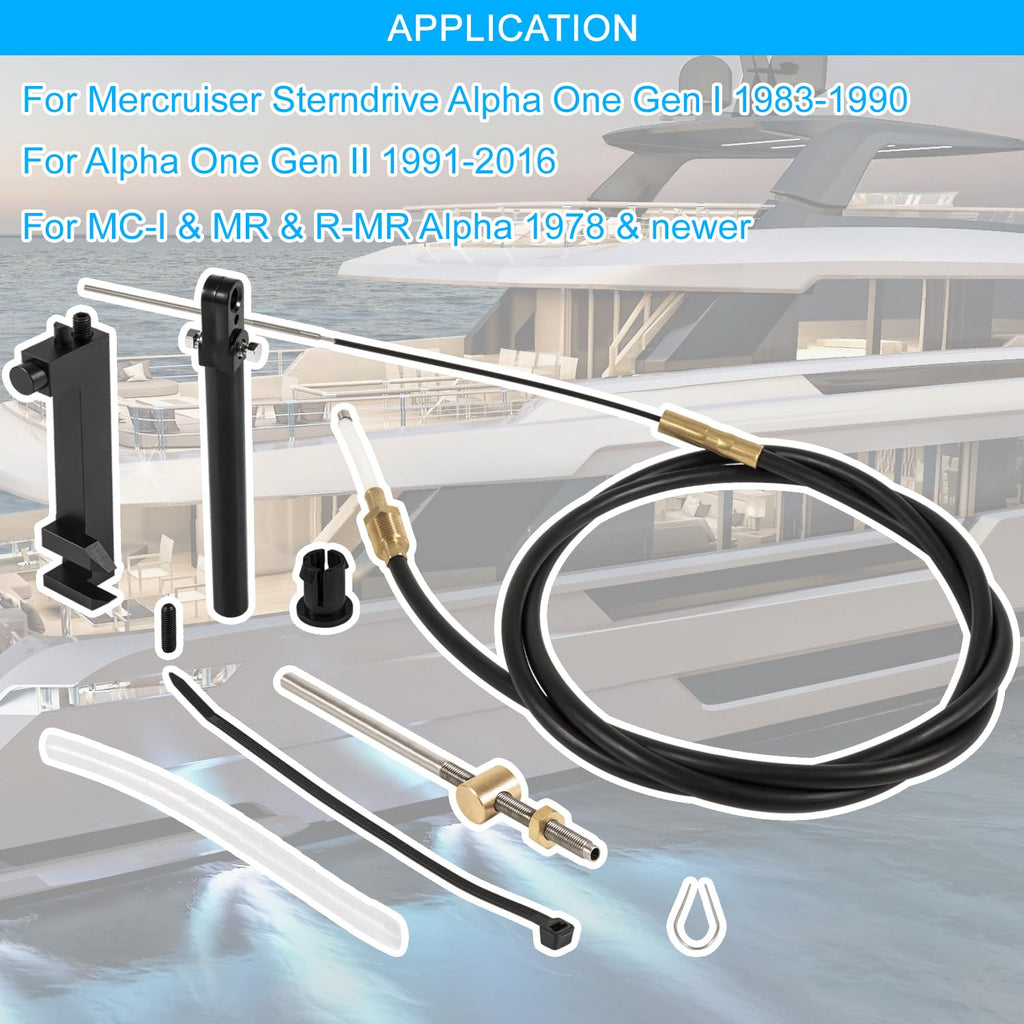 for Mercruiser Shift Cable Fit Alpha one Gen 1&2, MC-I, MR, R 1978-Newer Stern Drive Lower Shift Cable Replace 865436A02,19543A10