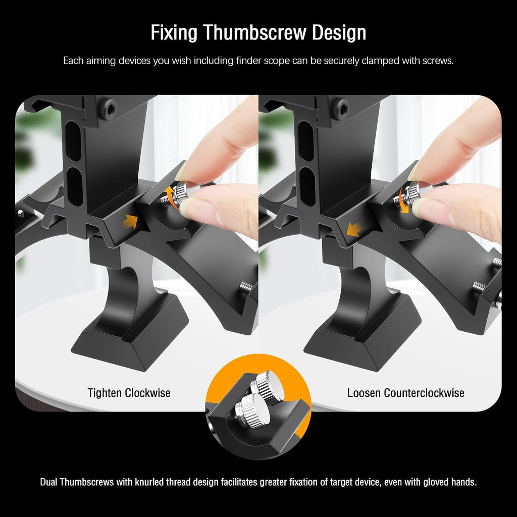 Finder Scope Mount, Finderscope Mount Bracket for Triple Finders | Adjustable Metal Aluminum Telescope Accessory