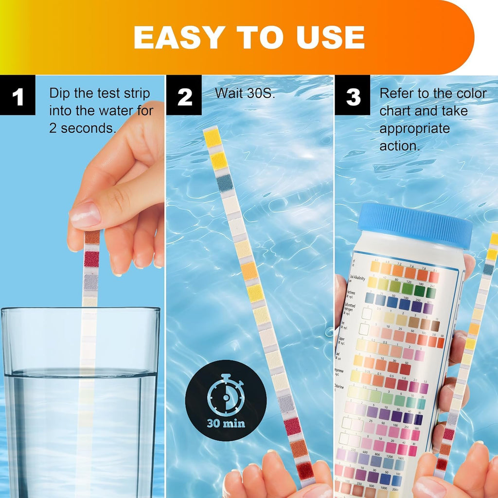 Drinking Water Test Strips 17 in 1 50 Strips + 2 Bacteria Tester Kits, Complete Water Testing Kits for Home, Well