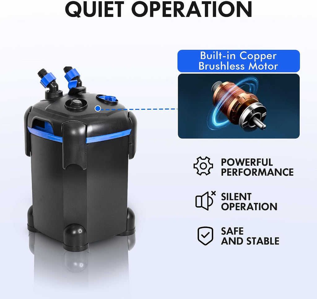 Ultra-Quiet Canister Filter for Large Fish Tanks and Aquariums