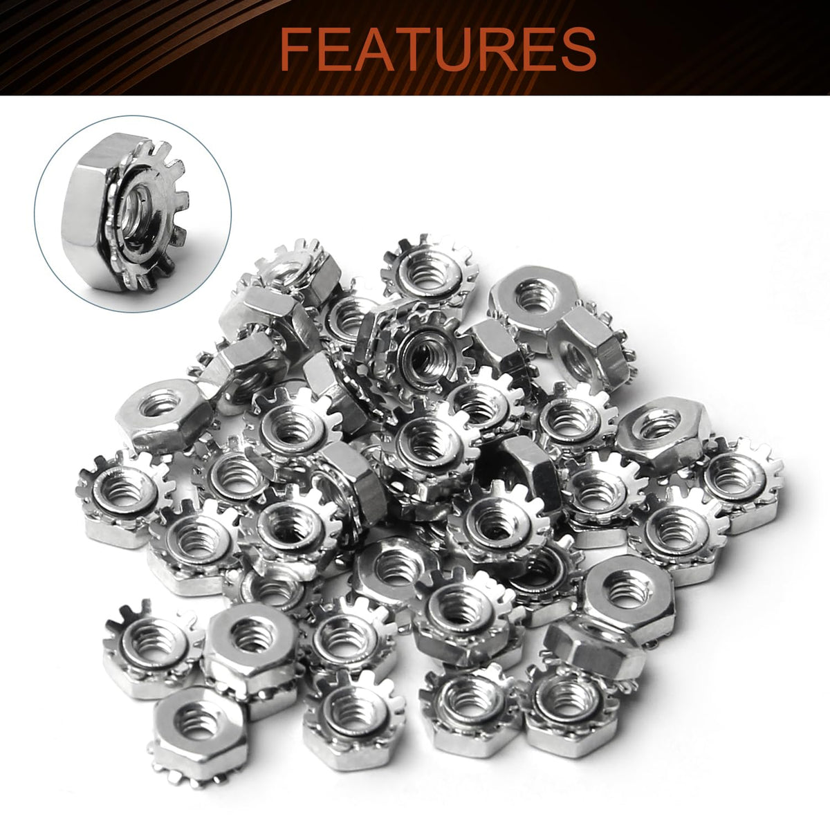 MroMax #6-32 K-Lock Nuts, Keps Nuts, External Tooth Washer Nuts, 100Pcs