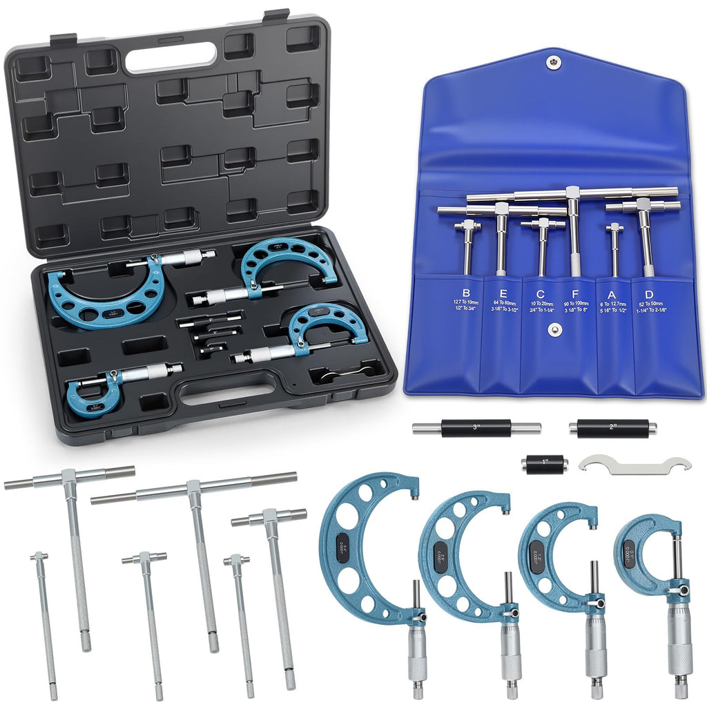 Tallew 1 Set Micrometer Set 0-4", Telescoping Bore Gauge Machinist 5/16"-6"