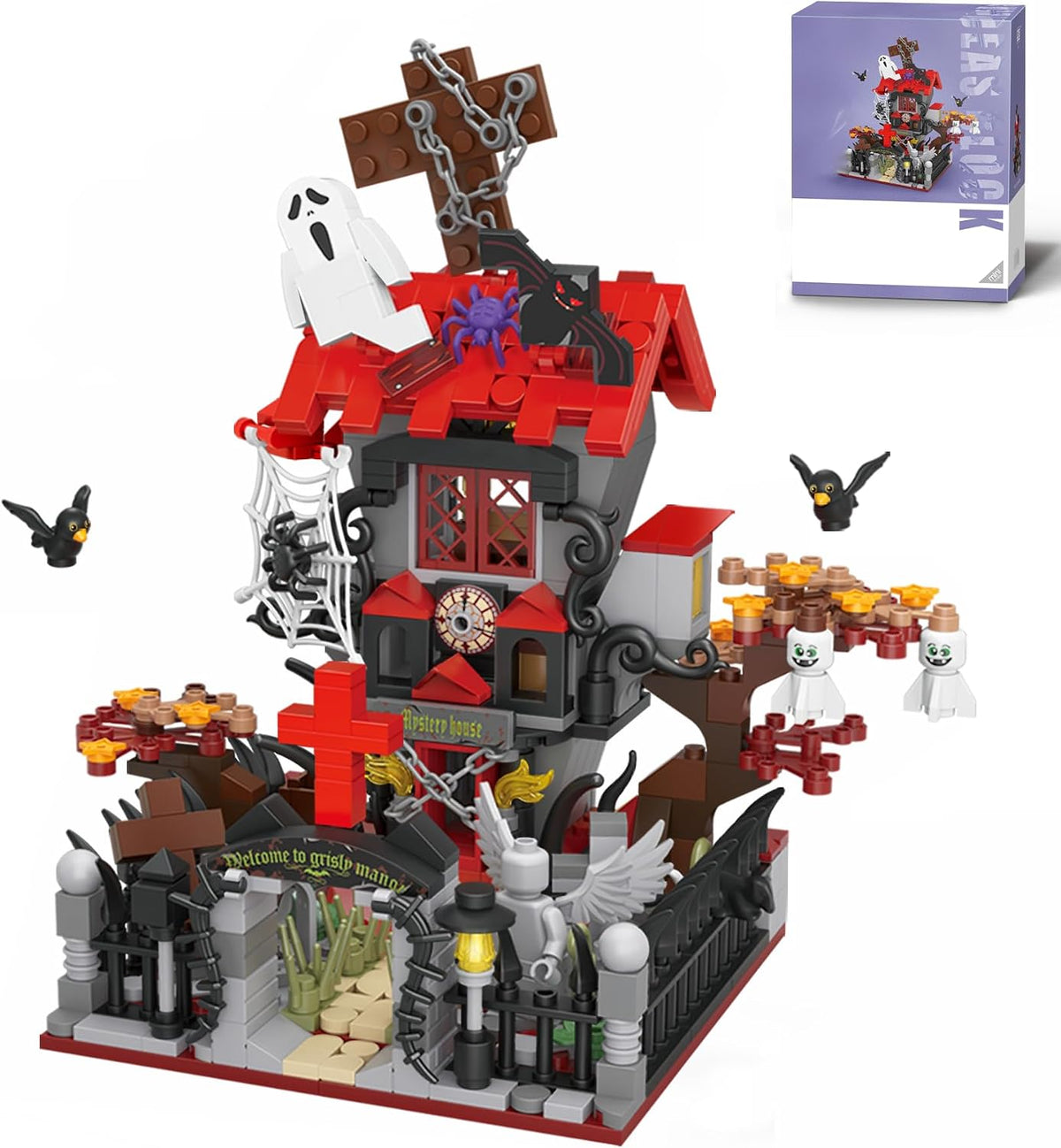 Halloween Haunted House Building Set, Mini Vampire Castle Blocks