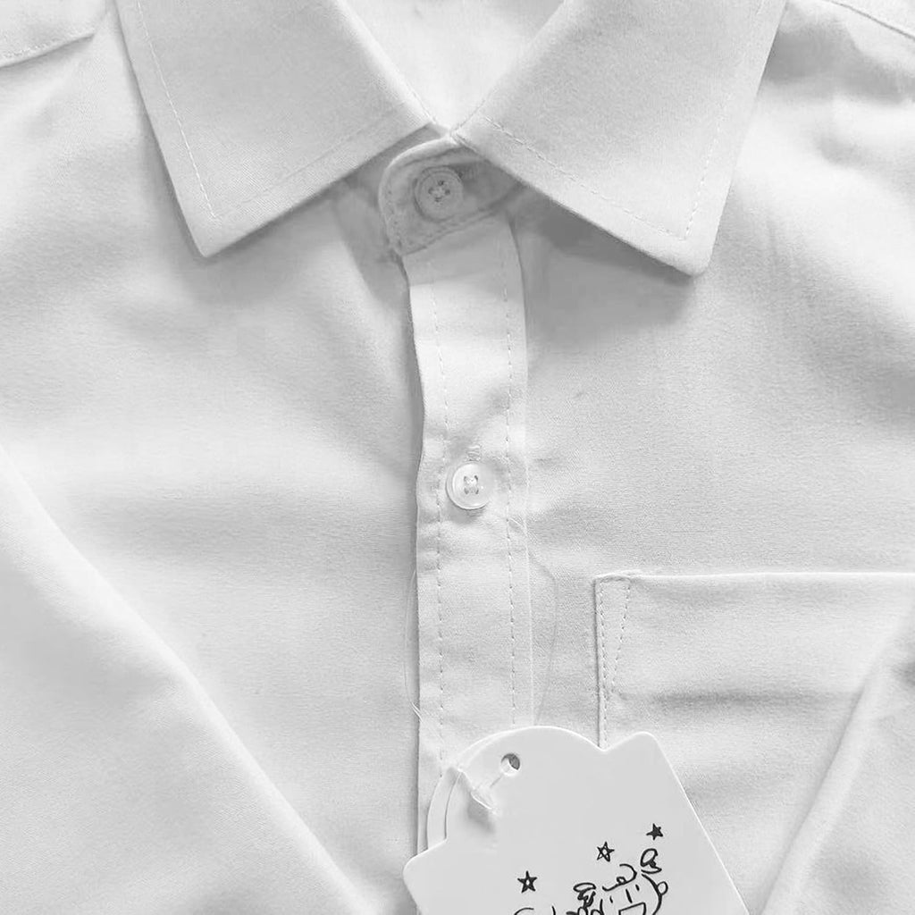Boys' Long Sleeve Classic Shirt Button Down Shirt Single Chest Pocket White