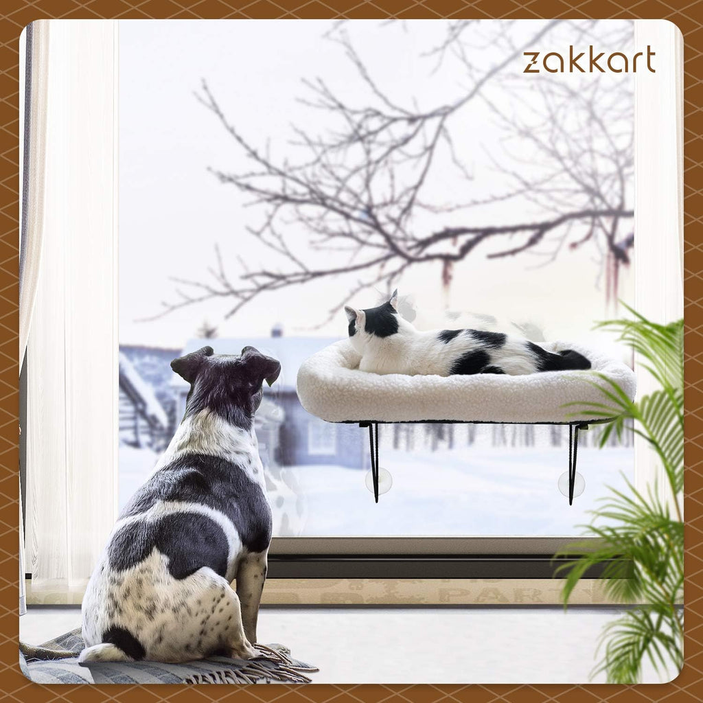 Cat Window Perch - 100% Metal Supported from Below - Comes with Warm Spacious Pet Bed - Cat Window Hammock for Large