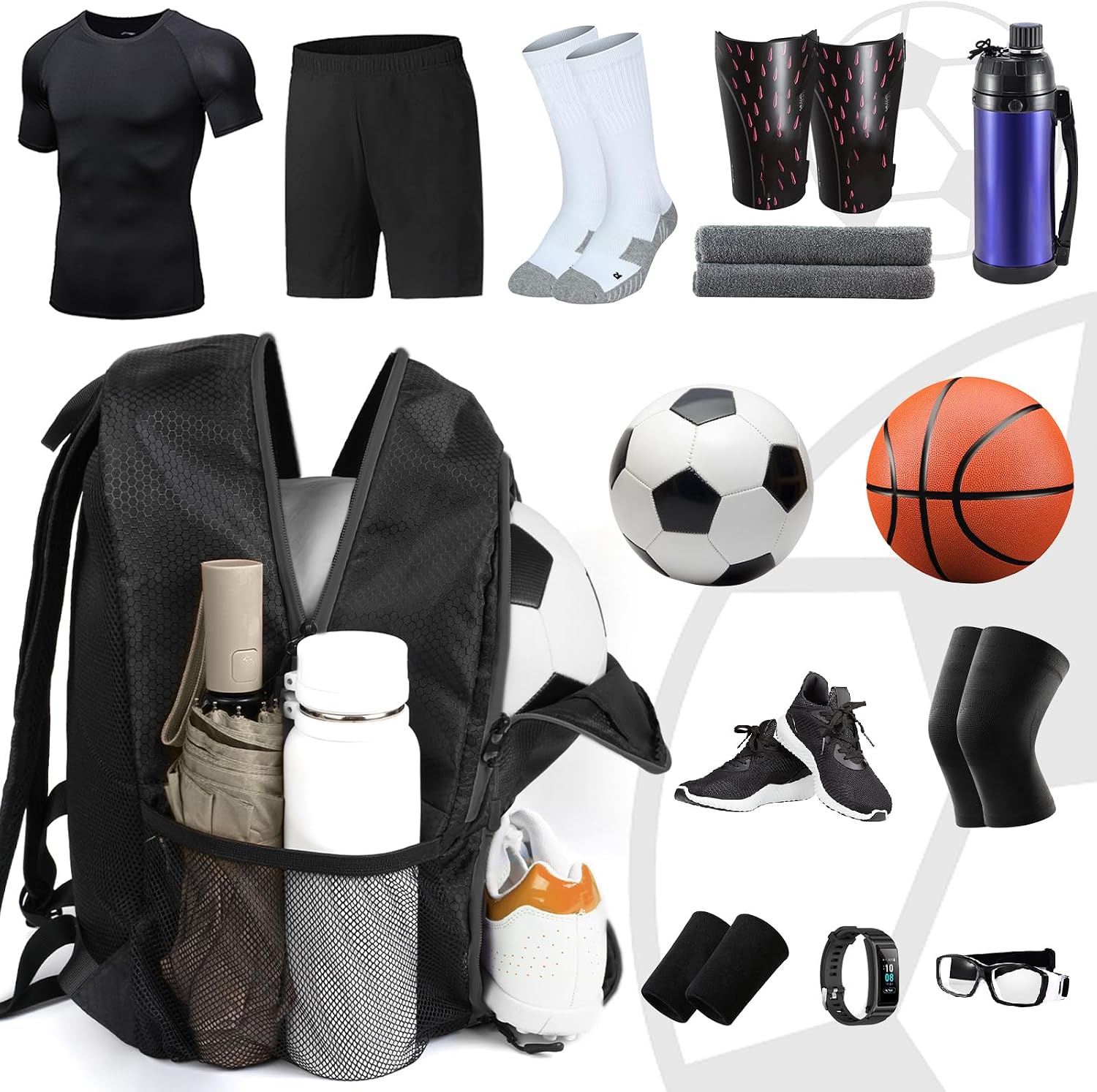 Soccer Backpack, Soccer Bag with Ball Holder and Shoe Compartment | Water Resistant Sport Equipment Bags Fit