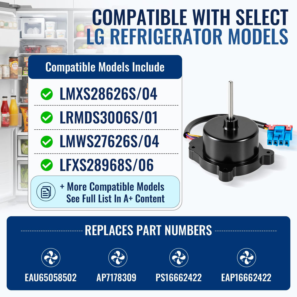 EOEPEZAP EAU65058502 Condenser Fan Motor Replacement for LG Refrigerators