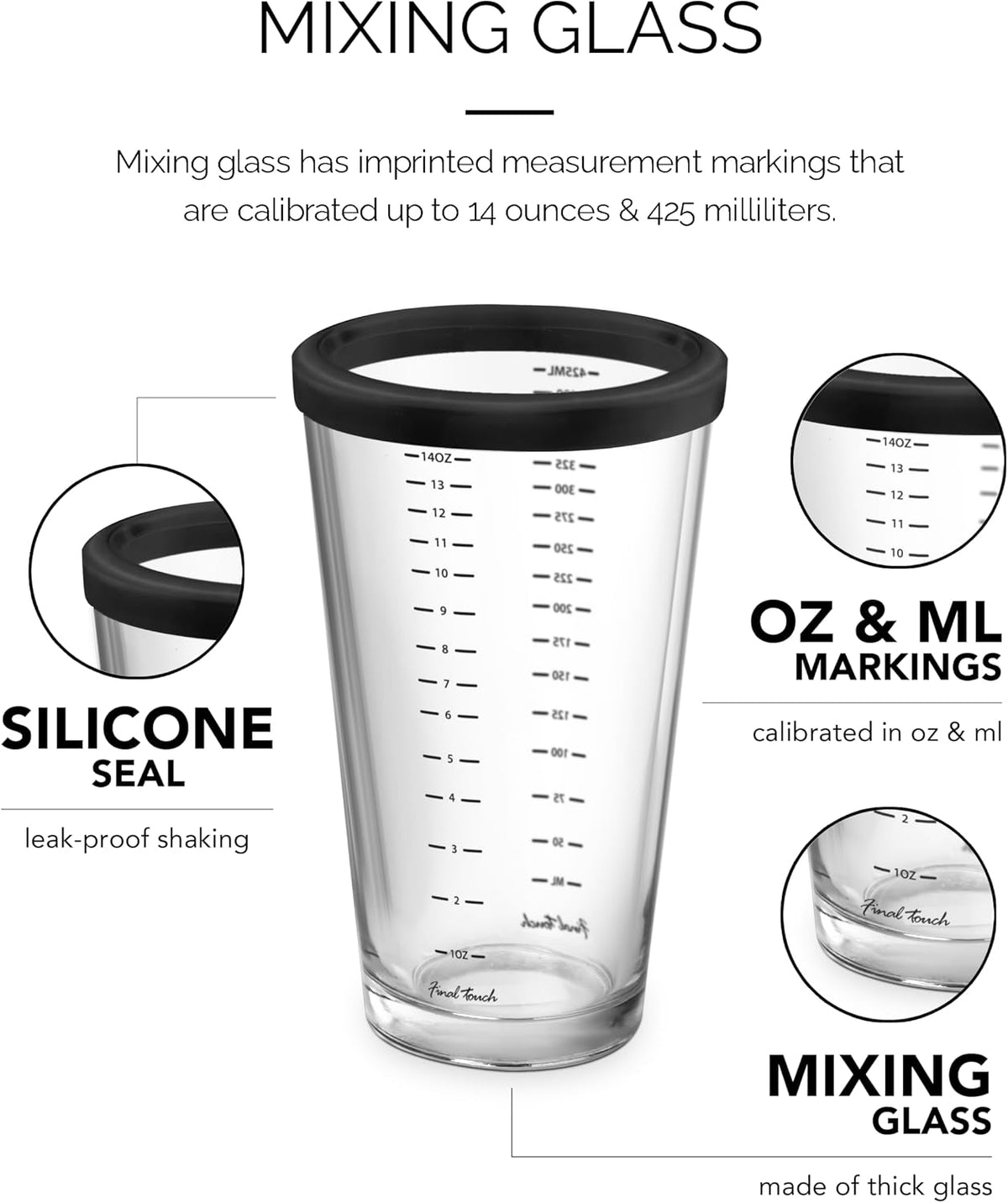 Double-Wall Boston Shaker Tin & Glass Set, 2-Piece, 27 oz