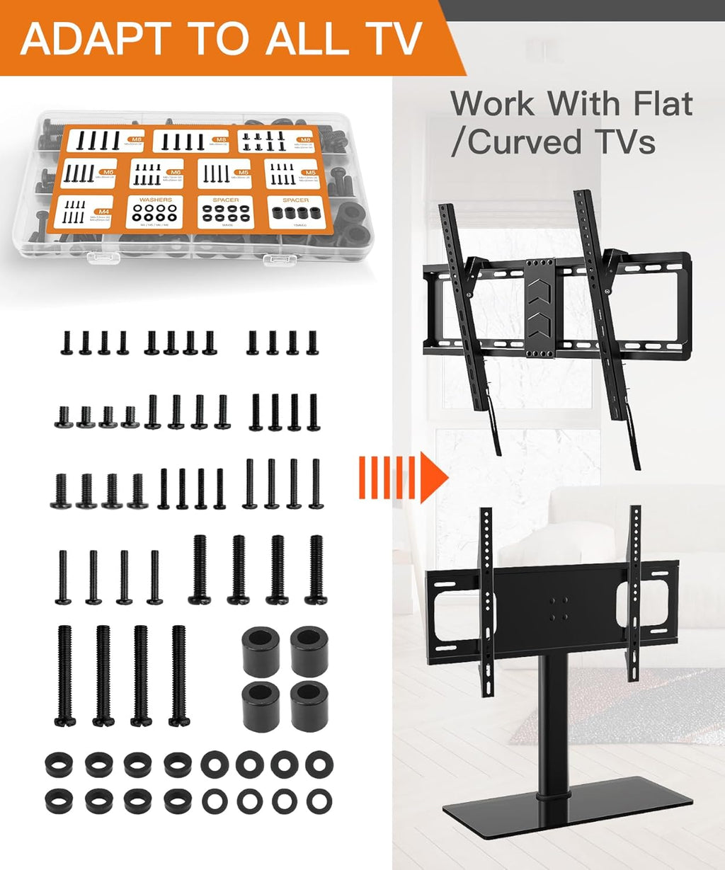 Universal TV Mounting Hardware Screw Kit Set with Box - M4 M5 M6 M8 Screws and Washers Spacers, Replacement Screws
