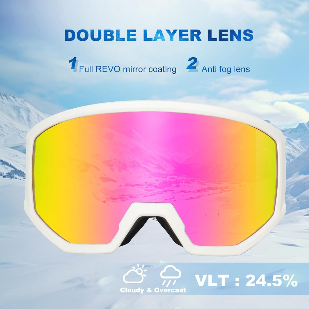 Ski/Snowboard Goggles, Anti-Fog Snow Goggles for Men & Women - Perfect for Skiing, Snowboarding & Winter Sports