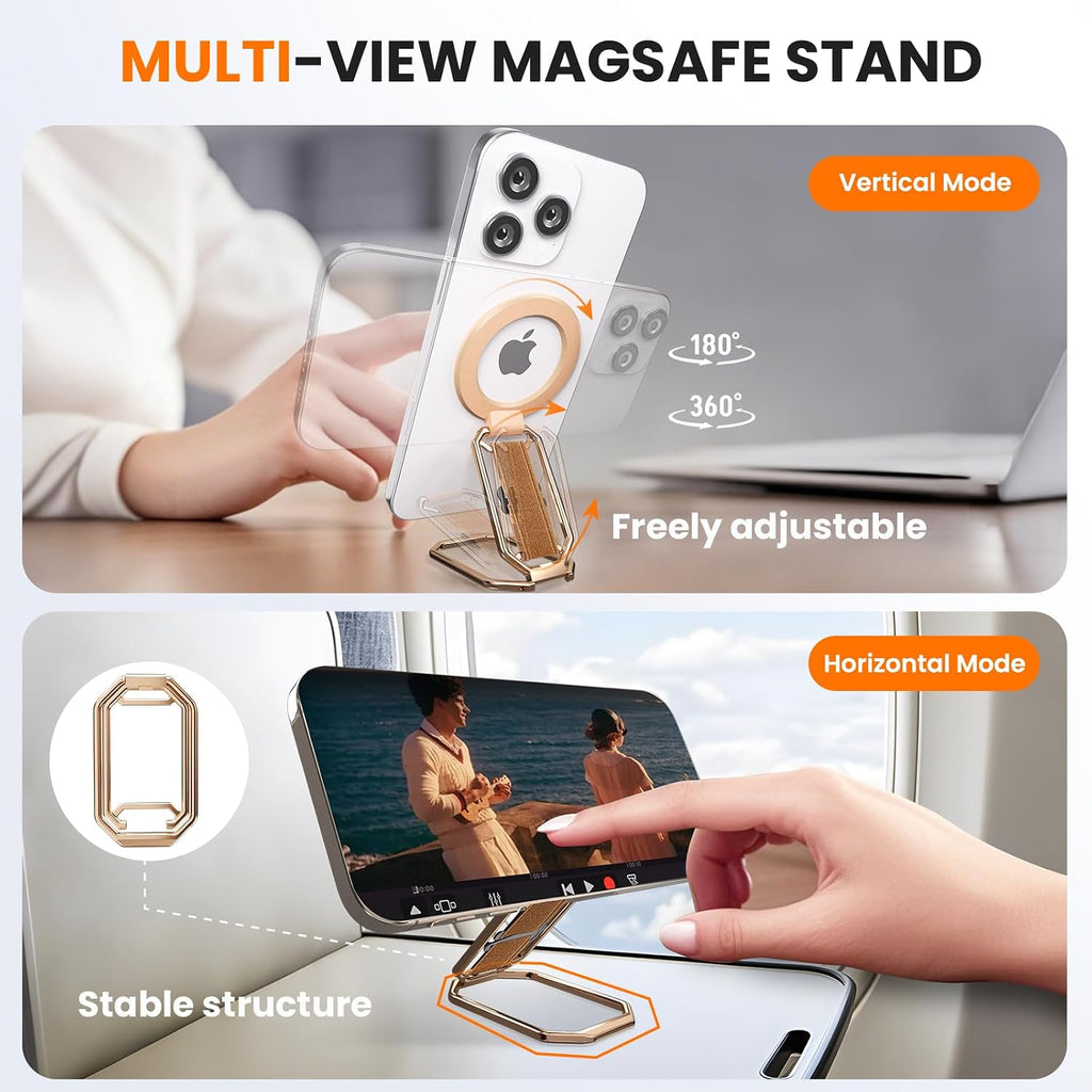 Multi-Functional Magnetic Phone Grip Kickstand for MagSafe, Phone Holder for Hand, Foldable Ring Stand with Finger