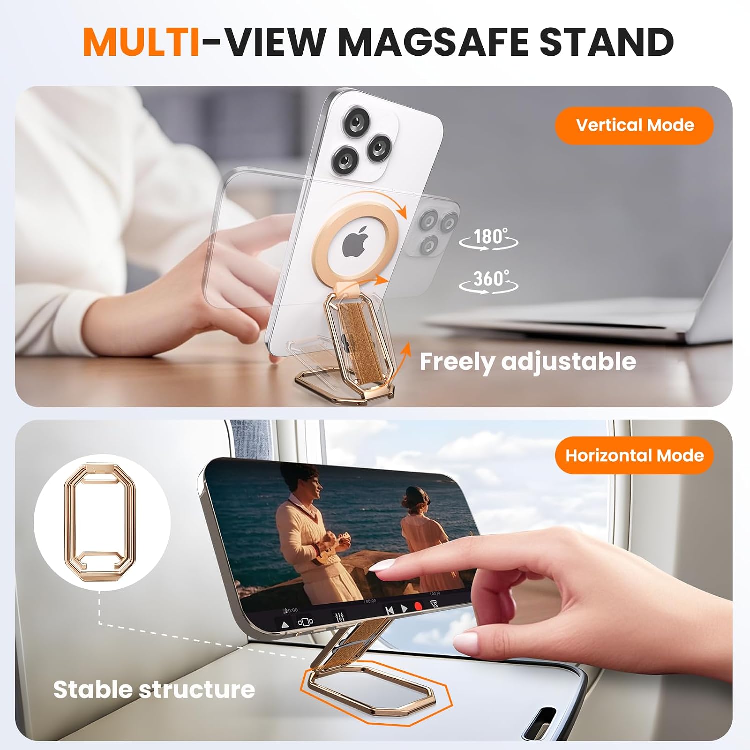 Multi-Functional Magnetic Phone Grip Kickstand for MagSafe, Phone Holder for Hand, Foldable Ring Stand with Finger