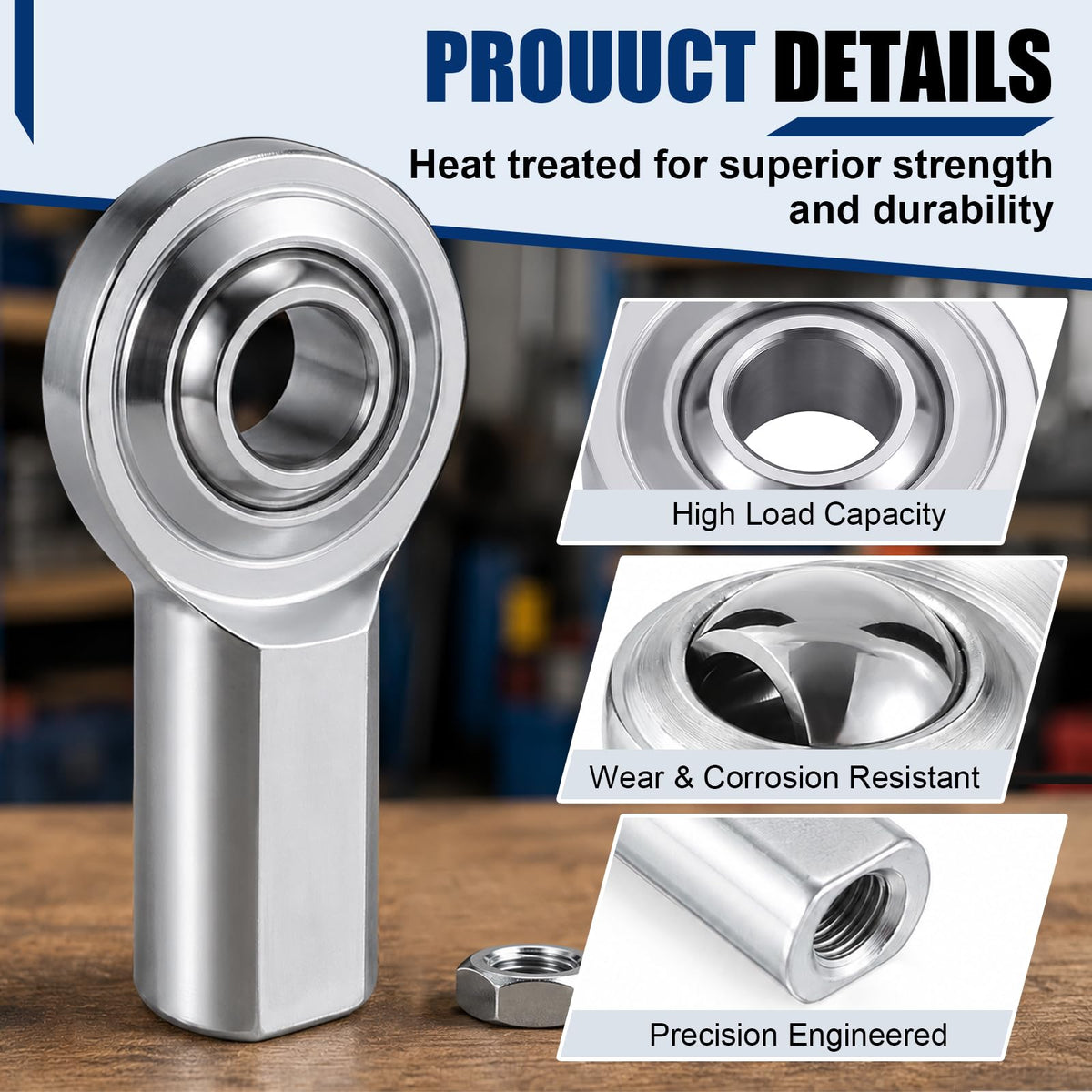 Tudomro 4 Pack 1/4" Phsb4 Rod End Bearings, Cf4 Heim Joint with Jam Nuts