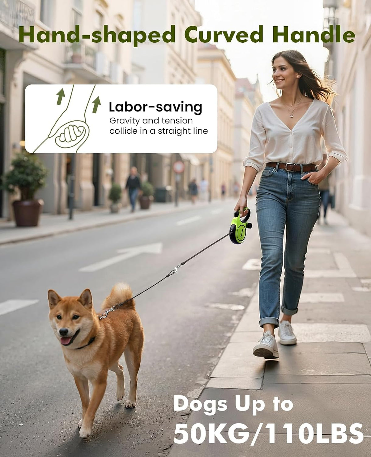 16.4ft Retractable Dog Leash with 1.6ft Chew Proof Steel Cable