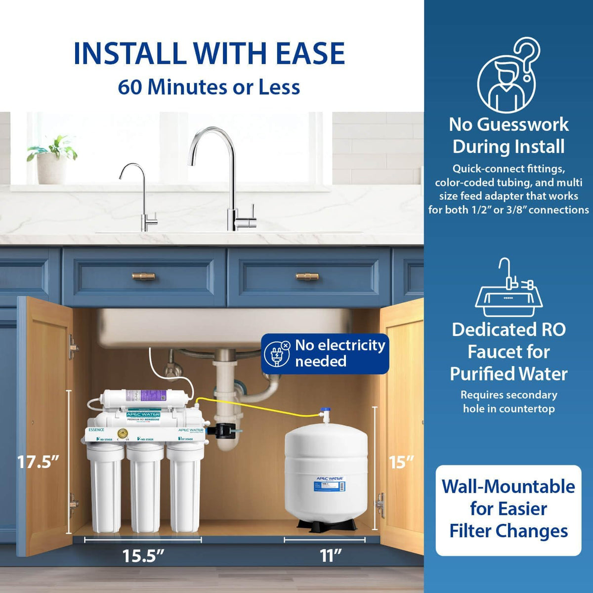 ROES-PH75, 6-Stage Under Sink RO System, Alkaline, 75 GPD