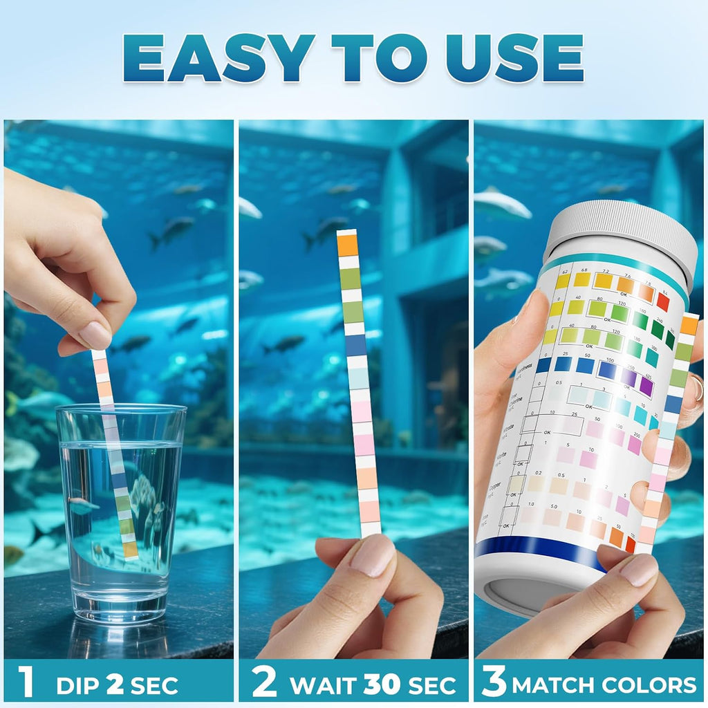Aquarium Test Strips: 200CT 9 in 1 Fish Tank Water Testing Kit