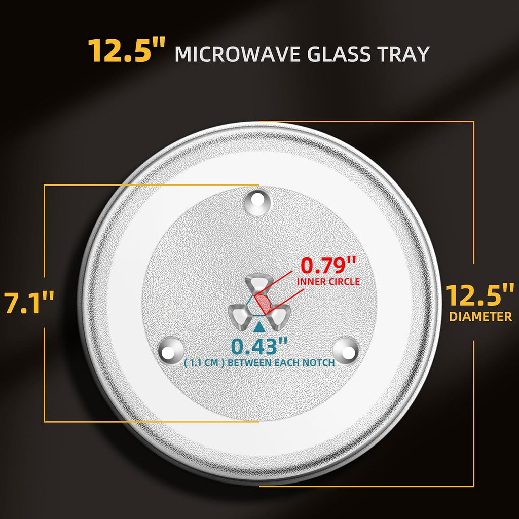 12.5’’ Microwave Glass Tray Compatible with Samsung, GE and Hotpoint - The Exact Replacement Part of WB39X10002/ WB48X10005/ WB49X10069/ WB39X10003 – Dishwasher Safe