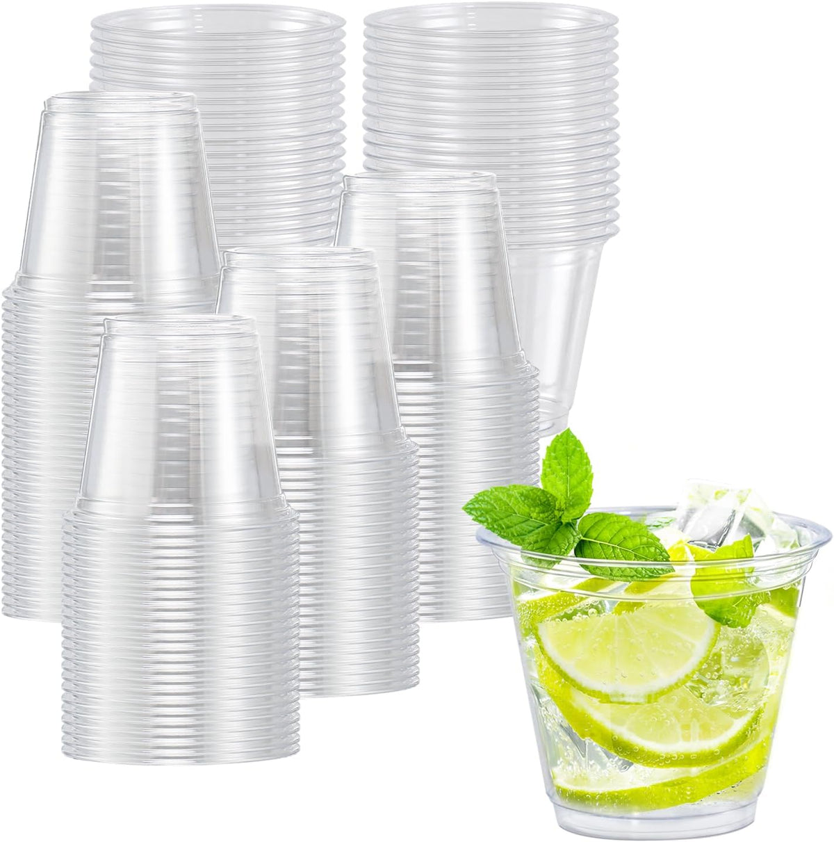 100 Pack 9 oz Clear Plastic Cups Disposable Cups