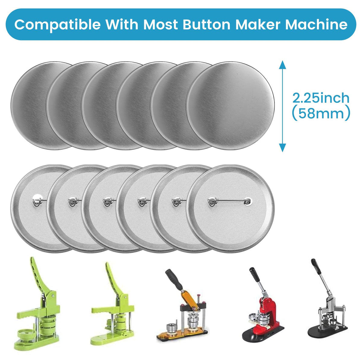 Button Maker Supplies, 100 Sets 58mm/2.25 inch Button Supplies
