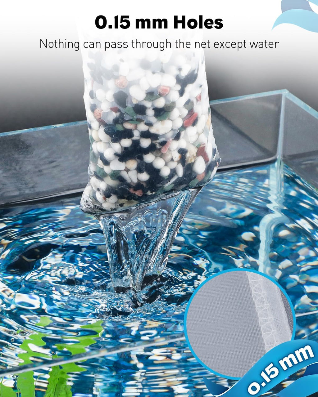 4 Pack Aquarium Filter Media Bags with Drawstring 150 Micron Aquarium Mesh Bag for Fine Resins, Activated Carbon, Bio
